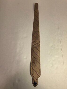 Robert Talbott Georgetown University Shop Hand Sewn Mens Necktie Striped Tan Red